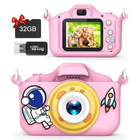 New Cartoon Kids Selfie Camera HD Kids Digital Video Cameras Toys with 32GB SD Card for Children Christmas Birthday Gifts