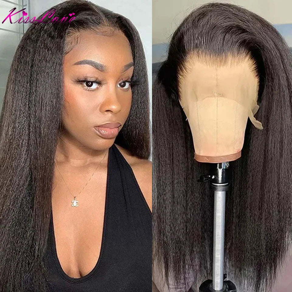 Glueless Wigs Kinky Straight 13x4 Lace Front Human Hair Wigs HD 13x6 Frontal Wig Yaki 5x5 Glueless Wig Human Hair Ready To Wear