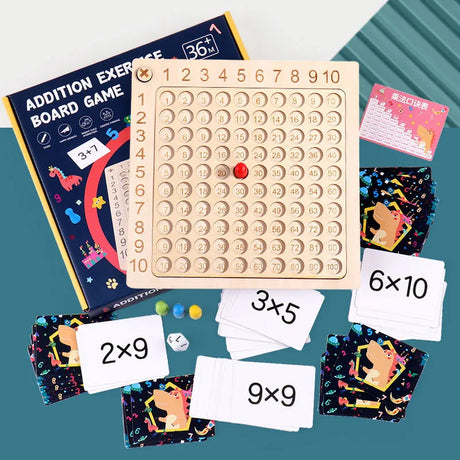 Montessori Multiplication Board Game Math Wooden Toys Kids Learning Educational Table With Flash Cards Counting Teaching Aids