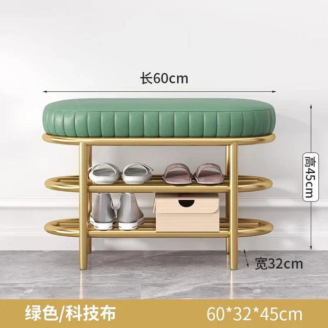 Nordic Shoe Bench Soft Cushion Multifunctional Shoe Rack Metal Frame Home Furniture Hallway Shoe Rack Bench