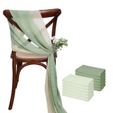 12 Pcs 17x275cm Green  Chiffon Chair Sashes  Wedding Chair Covers Ribbon Wedding Party Aisle Chair Decor