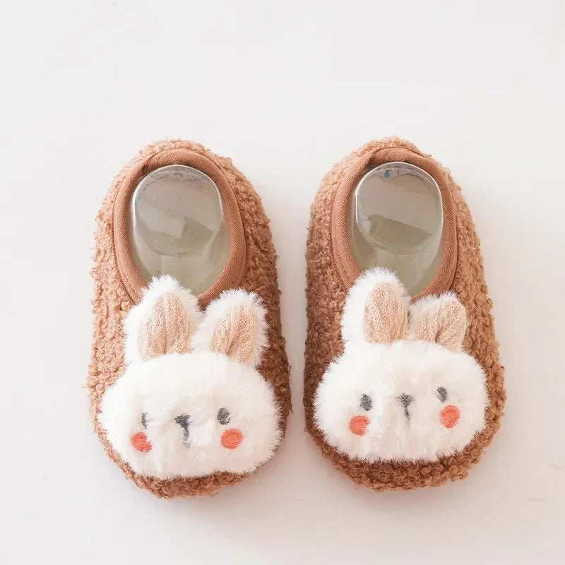 Non-slip Baby Floor Socks Cute Rabbit Pattern Newborn Winter Warm Slipper with Soft Sole Infant Toddler Walking Socks Shoe