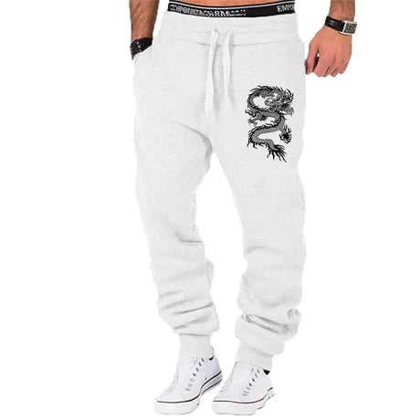 Fashion Casual Dragon Printed Jogger Pants Men Fitness Gyms Pants Tight Outdoor Sweatpants Running Pants Mens Trousers S-4XL