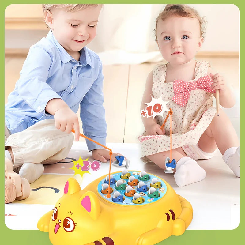 Cute Orange Cat Yellow Cat Fishing Plate Magnetic Fishing Without Battery Parent-child Interaction to Develop Intelligence