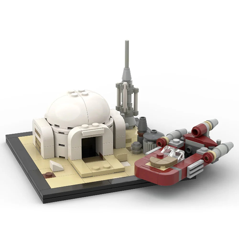 MOC Space Wars Desert Power Plant Desert Village Eisley-Cantina Slums Home Architecture Building Building Block for Child Gfit