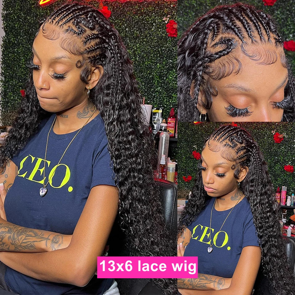 30 38 40 Inch Curly Human Hair Wigs For Black Women 13x4 13x6 Hd Lace Deep Wave Frontal Wigs Glueless Water Wave Lace Front Wig