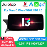 AUTOTOP 8 Core 8+128G Android 13 Car Video Player for Mercedes Benz C Class W204 2011-2014 4G BT Carplay DSP 2Din Multimedia GPS