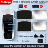 Futhope Upgrade Ice Cloth Buckle Sun Shades Glass Roof Sunshade For Tesla Model 3 Y 2021-2024 Front Rear Sunroof  Skylight