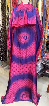 2023 New Style Fashion Oversize African Women Clothing Dubai Dashiki Abaya Free Size Print Design With Scarf Loose Long Dress