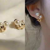 Elegant Pearl Earrings For Women Girls Glossy Rhinestone Stud Earrings Bride Ear Stud 2024 Wedding Party Trendy Ear Jewelry