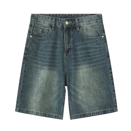 Men Vintage Blue Denim Shorts Summer Casual Loose Jeans Shorts Retro Harajuku Streetwear Hip Hop Y2K Shorts Man