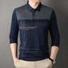 New Fashion Men's Striped Polo Shirts Male Button Collar T Shirt Casual Long Sleeve Tops