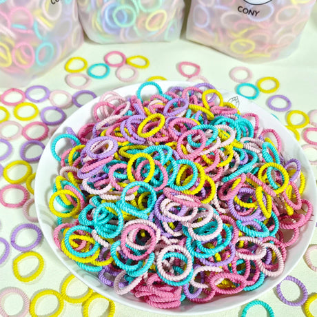 [100 Packs] Baby Rubber Band Does Not Hurt The Hair Small Thumb Ring High Elastic Thread Toddler Seamless Scrunchies Set