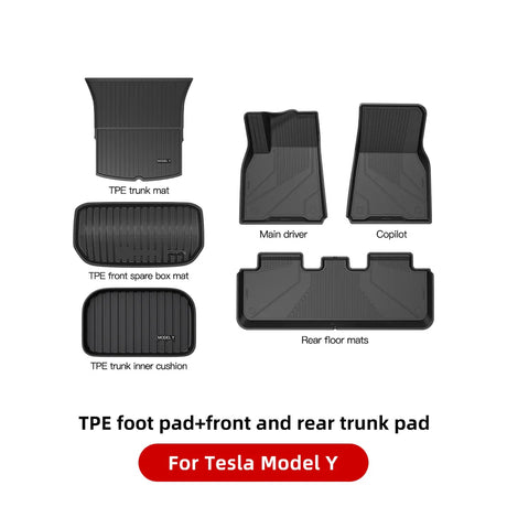 YZ For Tesla Floor Mats Model 3 Y 2021-2023 Car Four Seasons Waterproof Non-slip Floor Mat NEW  TPE Special Car Accessories