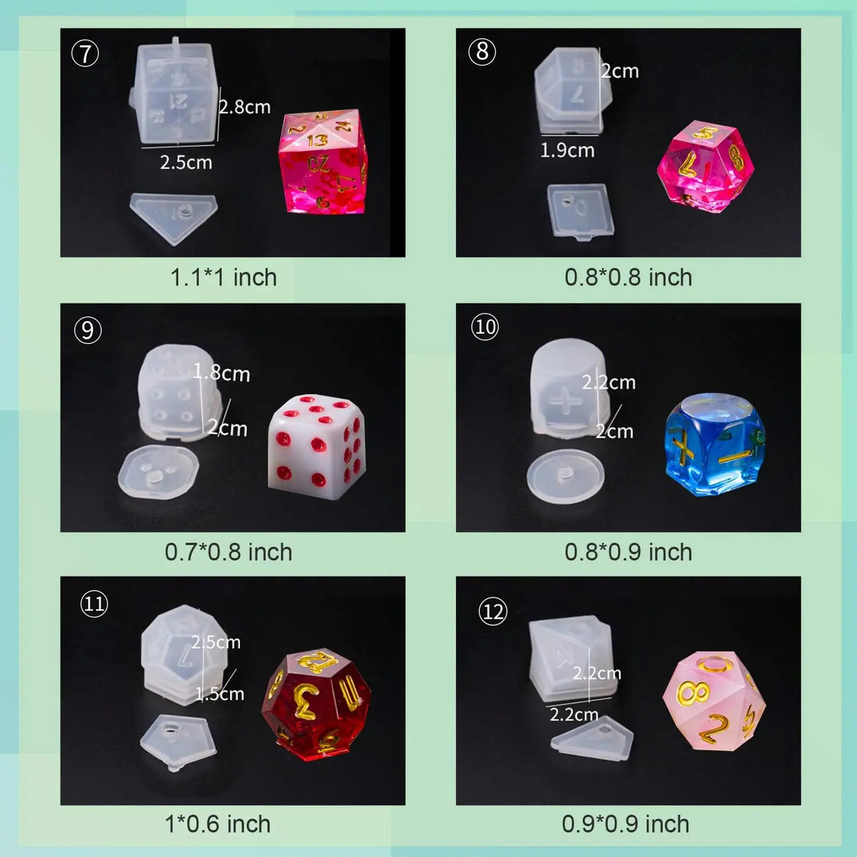 Dice Molds for Resin,Resin Dice Mold Set with Letter Number,Polyhedral Silicone Dice Molds for Resin Casting,3D Silicone Mold