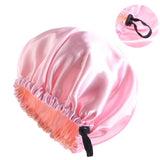 New Adjustable Double Layer Satin Bonnet Nightcap Round Haircare Shower Caps Women Elastic Band Cap Hair Styling Accessories