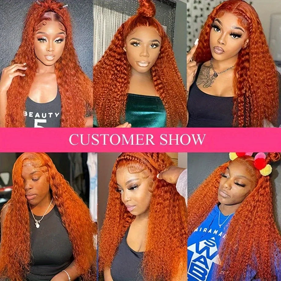 13x4 Lace Front Wigs Human Hair 99j Burgundy Pre Plucked Orange Ginger Hair 13x6 Deep Curly Lace Front Human Hair Wigs For Women