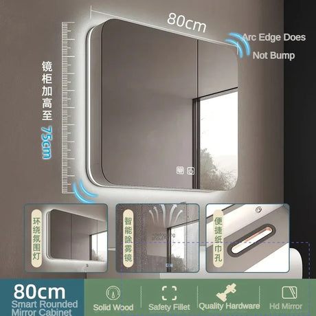 Wall Mounted Mirror Cabinets Makeup Organizer Standing Corner Glass Shelf Storage Display Specchio Portagioie Room Furniture