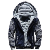 Men's Thicken Jacket Fleece Lining Winter Warm Hooded Coats Mens Windproof Full Zip Down Jackets Casual Outwear Sportswear