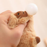 Capybara Plush Toy Simulation Capibara with Fruits Fluffy Doll Stuffed Animals Bubble Pendant Funny Gift for Christmas