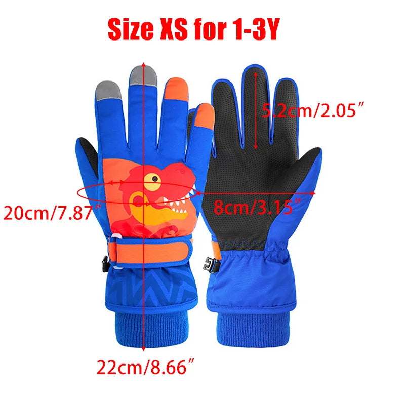 Thicken Baby Winter Gloves Coral Fleece Waterproof Child Ski Gloves Snowboard Outdoor Sports Kids Snow Mittens for Girls Boys