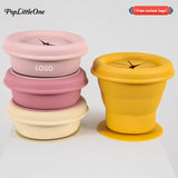 Free Custom Personalized Name Baby Snack Cup Portable Foldable With Sucker Drinking Mug Feeding Food Storage Box Baby Stuff