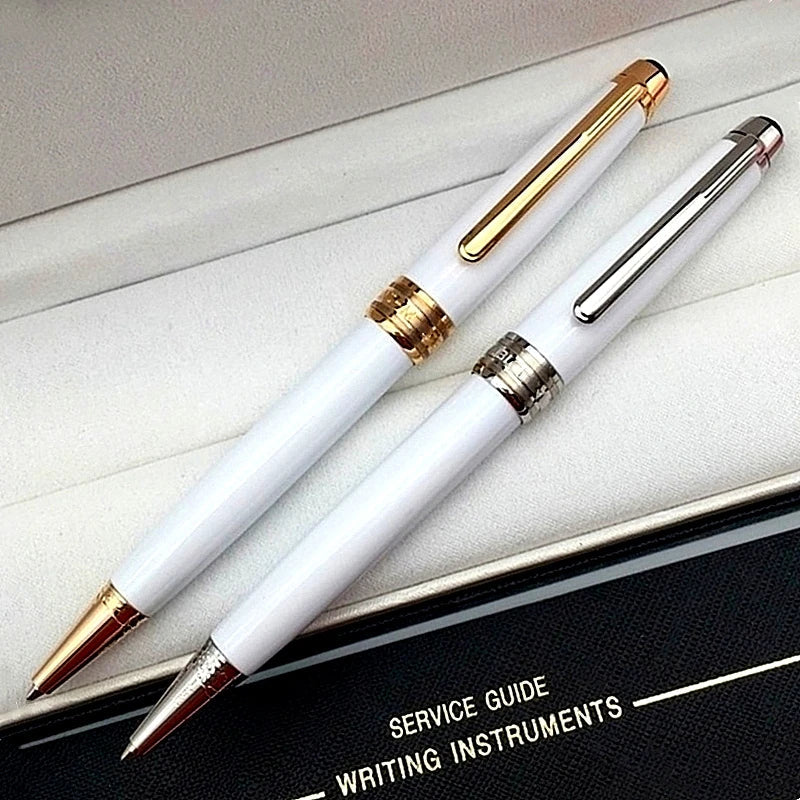 Luxury Msk-163 White Metal Ballpoint Pen Rollerball Pen Unique Reliefs Office School Writing Fountain Pens With MB Serial Number