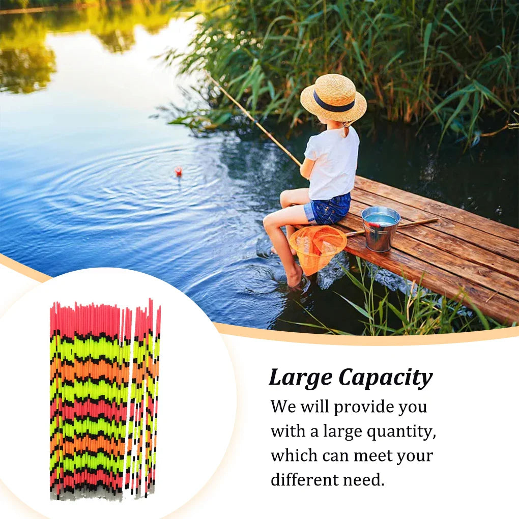 100 Pieces Fishing Float Vertical Buoy Fluctuate High Sensitivity Long Tail Vert Tackle Drift Water Sports Tube