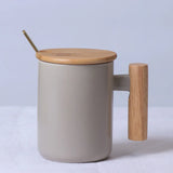 Nordic Wooden Handle Ceramic Porcelain Mug Coffee Cups Literary Water Tea Cup Milk Mug Coffee Cup Drinkware Coffeeware Teaware