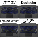 For Microsoft Surface Pro 3 4 5 6 7 8 9 Pro X Go 1 2 3 4 Keyboard Backlit Trackpad Wireless Arabic Russian Spanish Korean AZERTY