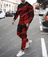 Fashion Men T-shirt Tracksuit Sets Casual 3D Print Outfit Jogging Sportwear Long Sleeve Shirt Trousers Suit Oversize Clothes