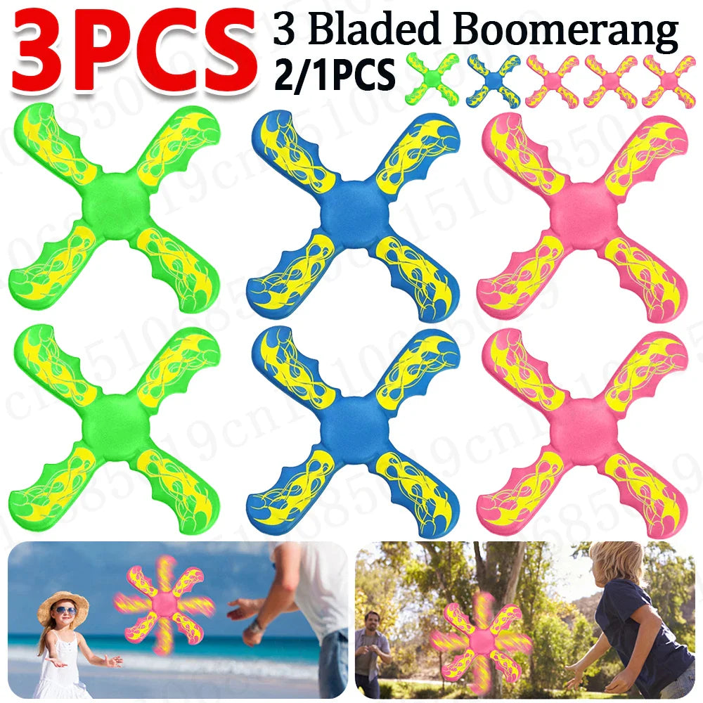 3 Bladed Boomerang Interactive Flying Discs Funny Returning Boomerangs Toy Decompression for Parent Child Pet Interactive Toys