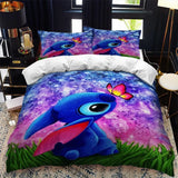 3D Cartoon Bedding Set Disney Lilo & Stitch Queen King Quilt Comforter Duvet Cover Set Children Kids Boys Bedroom Home Textile