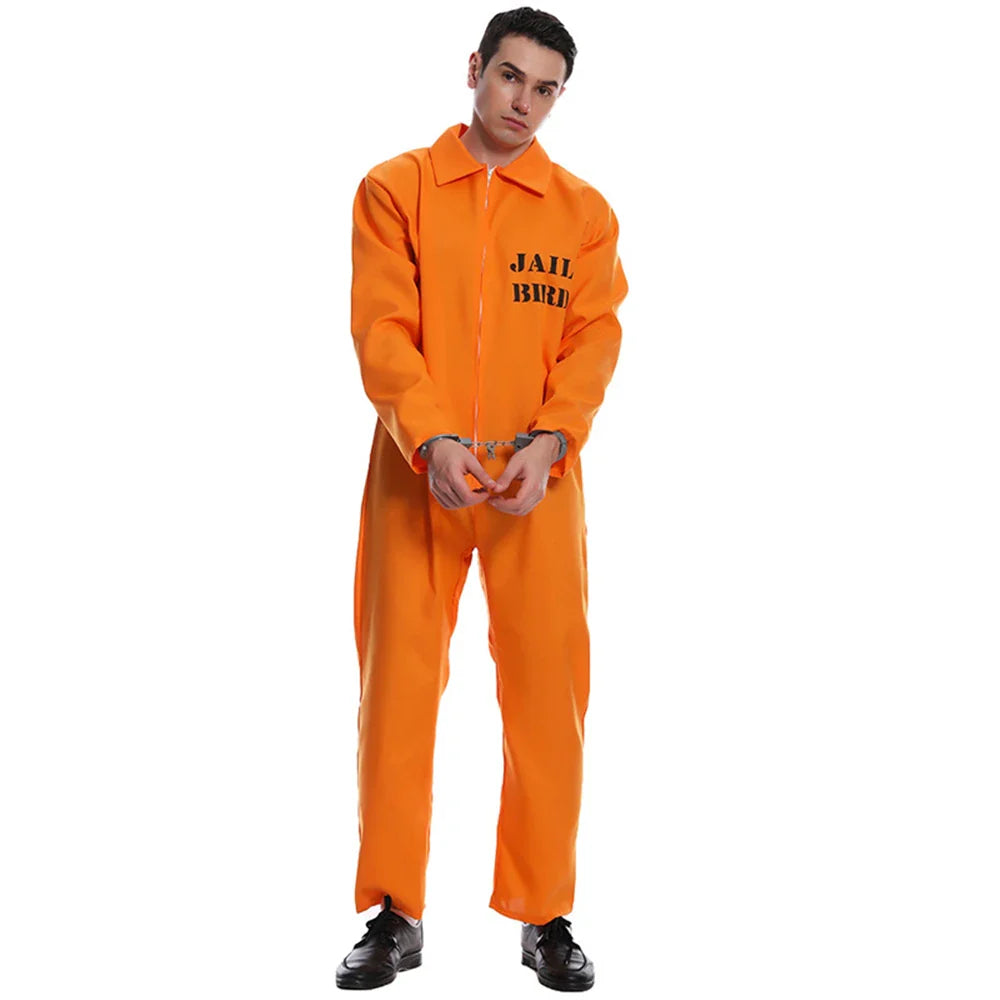 American Prisoner Cosplay Costume Pants Man Jumpsuit Adult Orange Prison Uniform Cosplay Halloween Costume Props