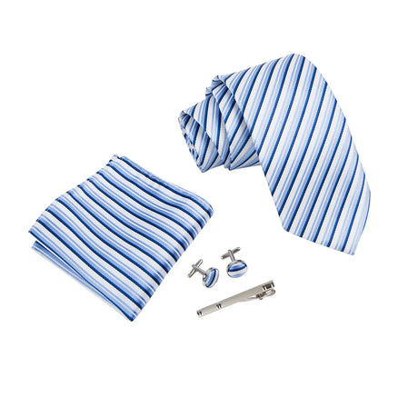 Men Polka Dot Navy Blue Hombre Necktie Sets with Hankie Metal Cufflinks Clip Set Shirt Accessories Fit Wedding Performance Tie