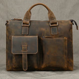 Fashion Crazy Horse Leather Briefcase Bag Men Laptop s OfficeTote Cow Handbag A4 Portfolio 's Hand s