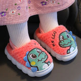 Winter Children‘s Slippers New Kids Home Shoes Dinosaur Warm Plush Indoor Non-Slip Soft Slipper For Boys Girls