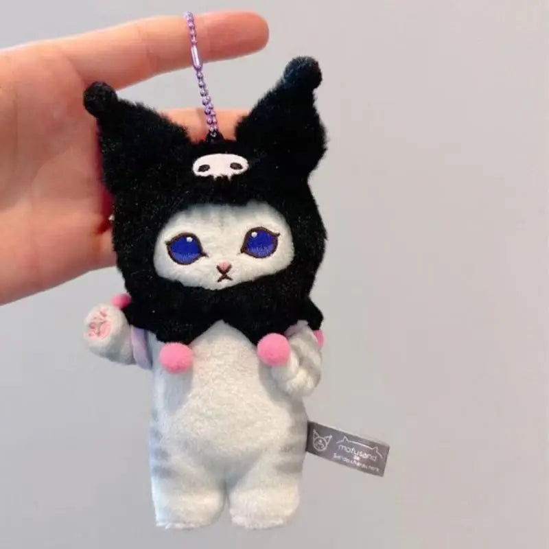 Sanrio Keychain Kuromi Ugly Fish Cat Cinnamoroll Crossdressing Shark Cat Fried Shrimp Plush Toy Kawaii Hello Kitty Bag Pendant