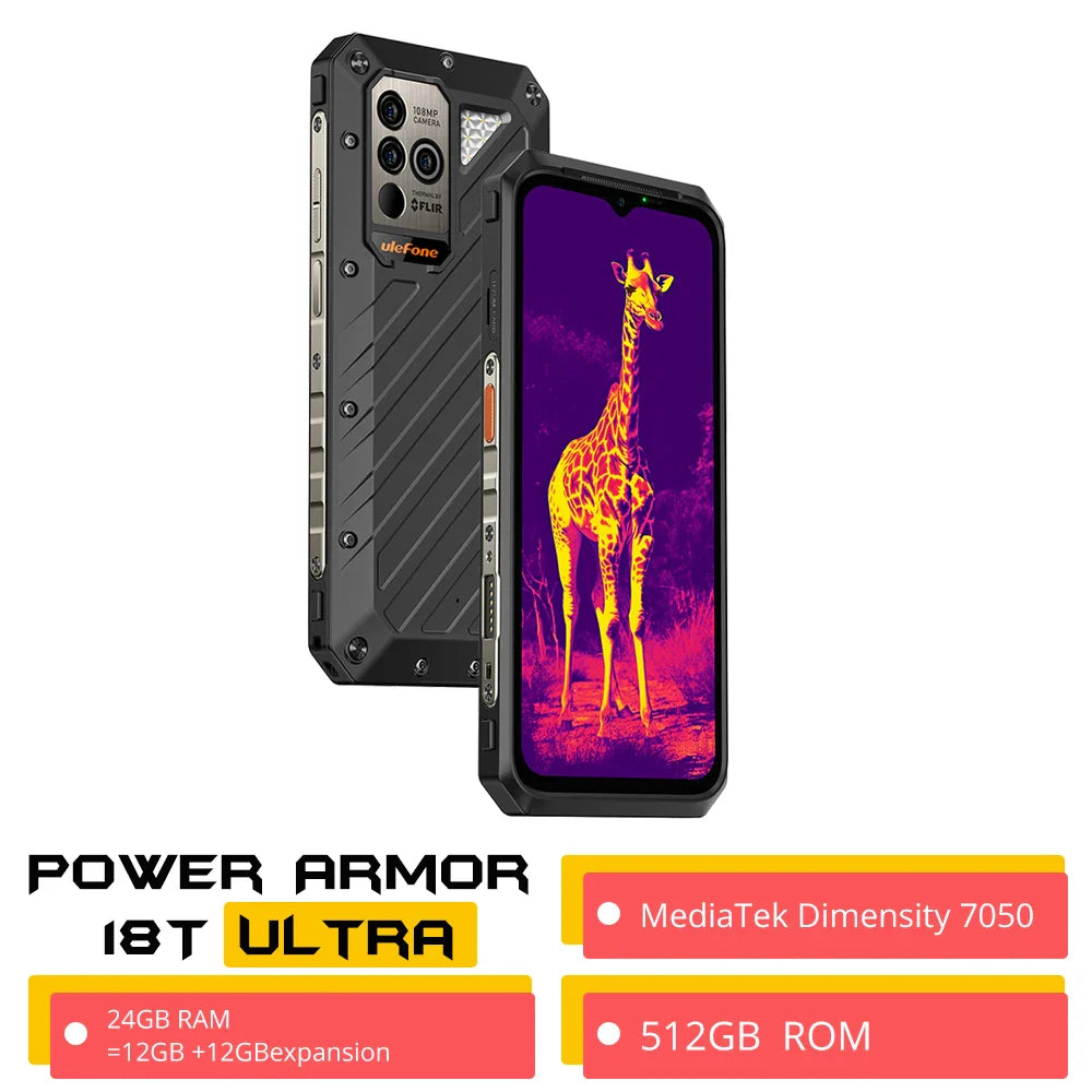 Ulefone Power Armor 18T Ultra 5G Rugged Phone Thermal ImagingCamera FLIR® smartphone 256GB/512GB 9600mAh 66W moblie phone Global