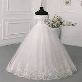 Y&M Novias Off Shoulder Plus Size Vestido De Noiva 2024 Wedding Dress Long Train or Floor Appliqes Pearls Bridal Tulle Mariage