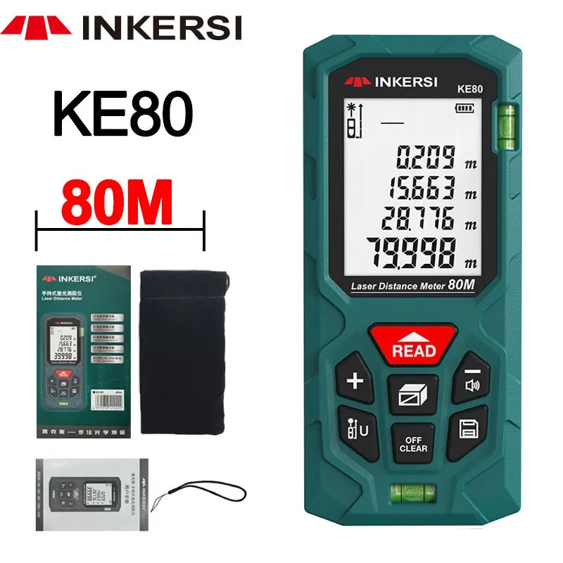 INKERSI Laser Rangefinder Digital Tape Measure 40M/70M/120m High Precision Laser Distance Meter Roulette Range Finder No Battery