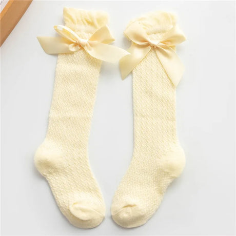 New Kids Socks Cute Bow Knot Baby Girls Knee High Socking Soft Children Socks Princess Toddler Leg Warmers Foot Warm 0-3years