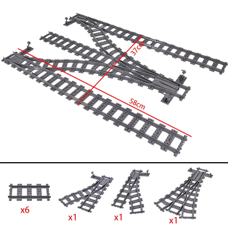 City Trains Train Rail Crossing Track Rails Soft Tracks Cruved Straight Railway Building Blocks Bricks DIY Toys For Children Boy