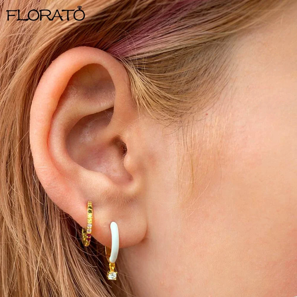 Minimalist 925 Silver Needle 15mm Crystal Hoop Earring for Women Tiny Exquisite Huggie Earrings hoop Party Fashion Jewelry Gift