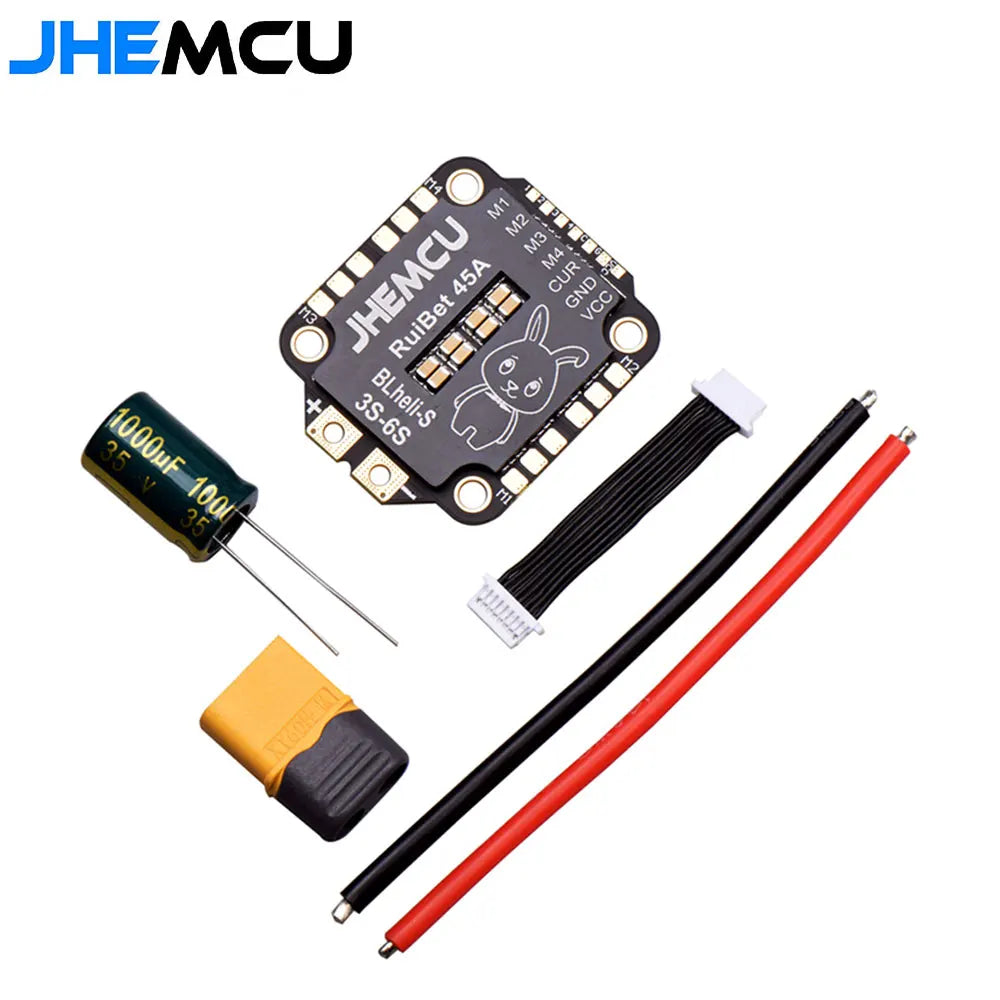 JHEMCU RuiBet 45A/55A ESC BLHELI_S Dshot600 4in1 Brushless ESC 3-6S 30.5X30.5 M4 for RC FPV Freestyle Flight Controller Drone