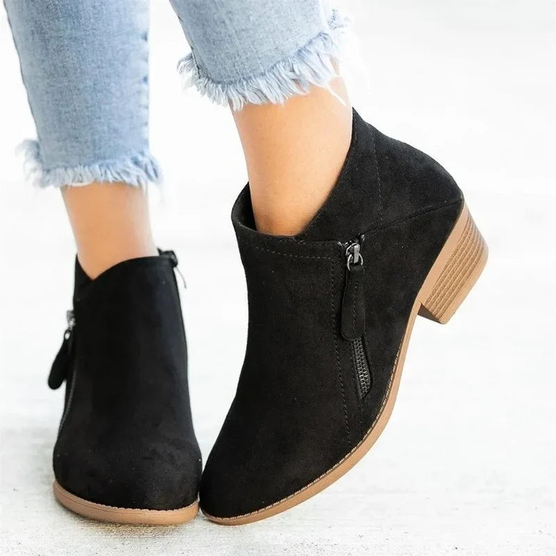 Women Booties 2023 Autumn Suede chelsea Boots Women Fashion Size 43 Platform Boots Side Zipper Heeled Ankle Boots Botas De Mujer