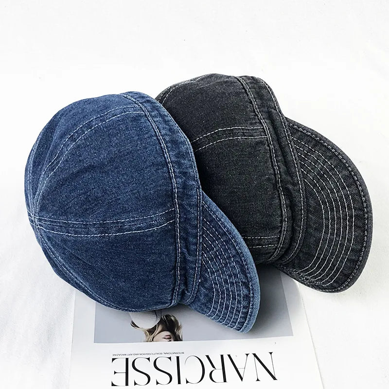 Short Brim Denim Baseball Caps for Men Summer Outdoor Leisure Visor Hats for Women Washed Cotton Hip Hop Casual Cap Unisex