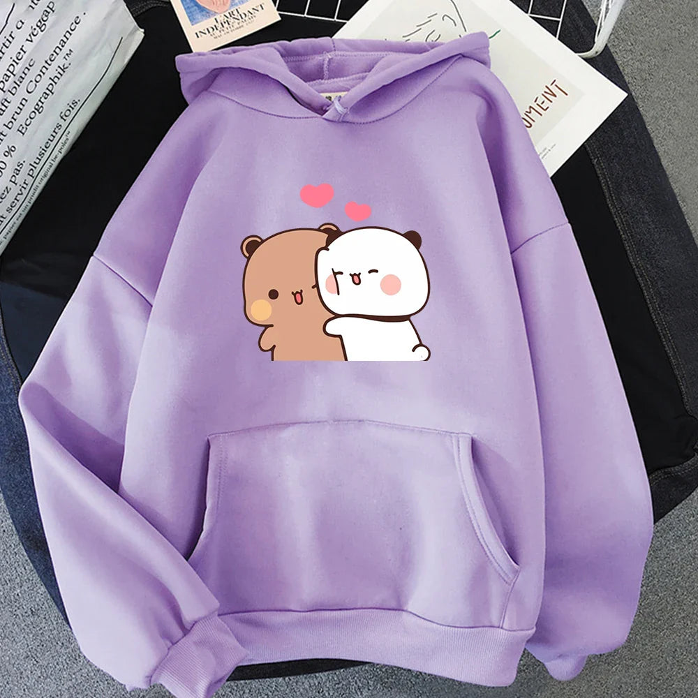 Cartoon Panda Bubu And Dudu Women Plus Size Hoodie Sweatshirt Kawaii Harajuku Round Neck Harajuku Unisex Printed Clothes Tops