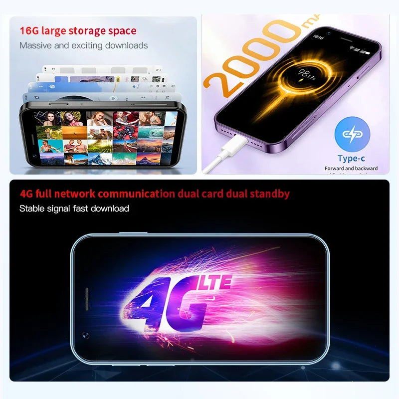 SOYES XS16 Mini Android10.0 Smartphone 4G Network 2GB RAM 16GB ROM 3" Display 5MP Camera Dual SIM With Play Store WhatsAPP