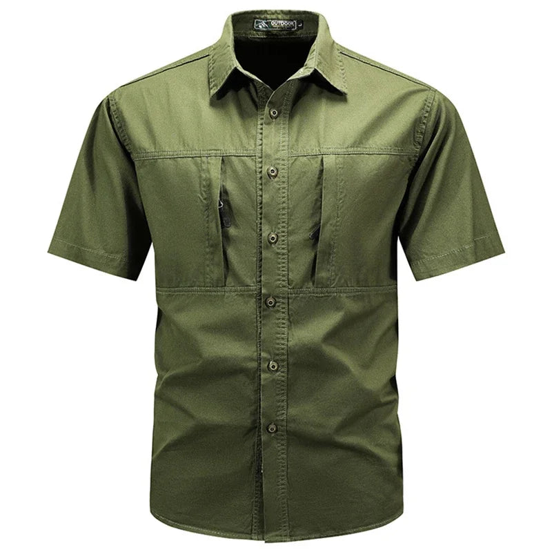 Men's Tactical Short-sleeved Shirt Summer New Outdoor Multi-pocket Quick-drying Military Cargo Shirt Hiking Fishing Work T-shirt